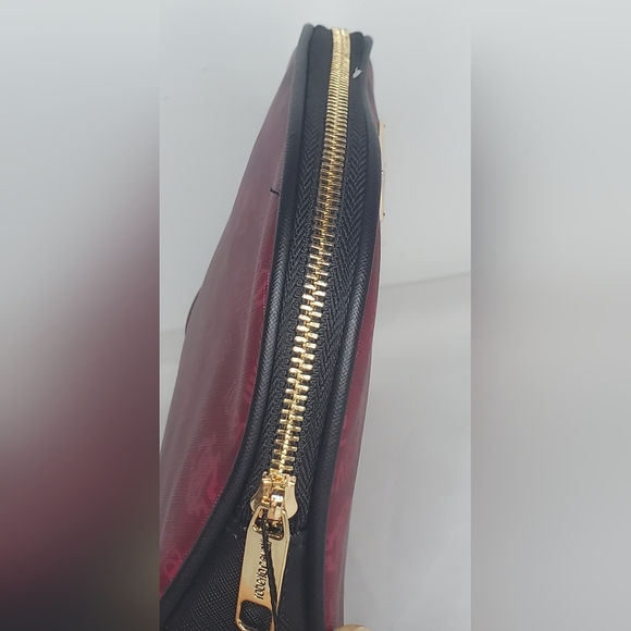 NWT Roberto Cavalli 8"x9"Cosmetic Bag Designer Case In Burgundy - Picture 9 of 13